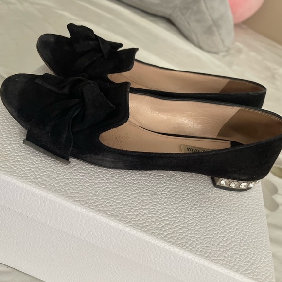 Authentic MIU MIU - Crystal Heel Velvet Loafer - 38 black - Picture 3 of 6